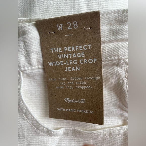 New Madewell The Perfect Vintage Wide-Leg Crop Jean tile White Size W28 - Picture 11 of 15